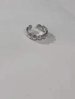 シルバー 波 オープンリング シンプル S925　シルバー925
