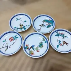 【未使用品・箱有り】九谷焼 遊磁窯 花鳥絵変り 皿 5枚セット 銘々皿のサムネイル