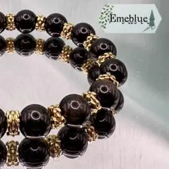 天然石ゴールデンオブシディアン ブレスレット ハンドメイド Emeblue