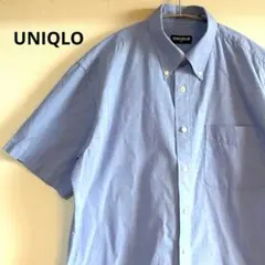 UNIQLO ボタンダウン シャツ メンズ Ｍ 半袖 青