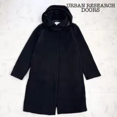 美品　アーバンリサーチドアーズ　2WAY　フードショールカラーコート　黒　フリー
