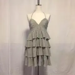 H&M フリルホルターネックミニワンピース