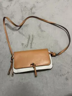 ZARA ベージュホワイト スマフォショルダーバッグ
