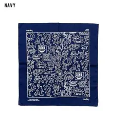 Keith Haring バンダナ ネイビー　コットン　55com 四方　紺
