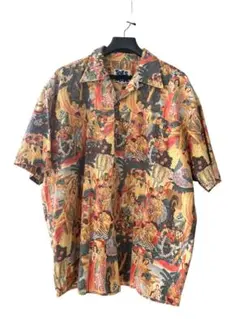 関羽五関破図 武者絵 総柄 開襟 オープンカラー アロハシャツ 2XL