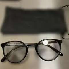 黒 ラウンド型 サングラス クリアレンズ