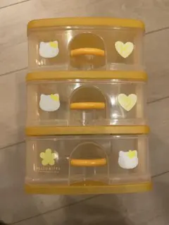 ハローキティ　3段ミニチェスト　オレンジ
