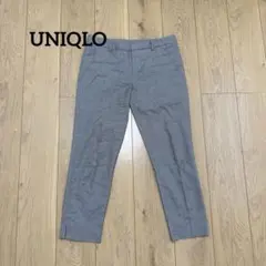 UNIQLO 千鳥格子 クロップドパンツ ストレッチ グレー 67cm M相当