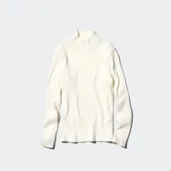 ユニクロ リブハイネックT(XL)【ホワイト】