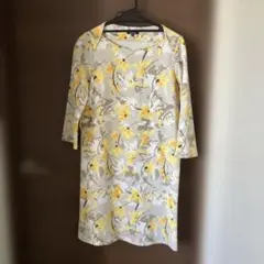 DoCLASSE 花柄 ひざ丈ワンピース イエロー　ベージュ系 M