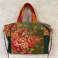 値下げ　ソレイアード、チャイナシーズ、台湾古柄手作り両面、ショルダートートバッグ