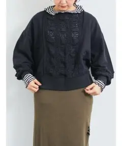 SM2 レース切替裏毛プルオーバー F（M）ブラック