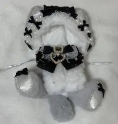 b.214 ぬい服 12cm ちびぐるみ 着ぐるみ おすわり 白黒 猫セット