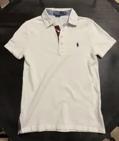 ポロバイラルフローレン　ポロシャツ　白　メンズ　S　刺繍ロゴ　半袖