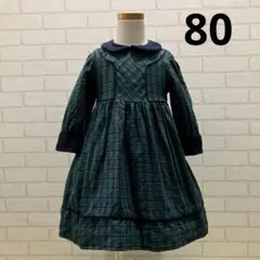 チェック　丸襟　カントリードレスワンピース　80cm ハンドメイド英国好きな方に