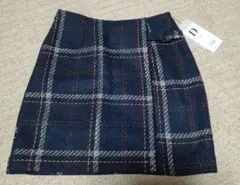 新品 ネイビー チェック柄 ミニスカート