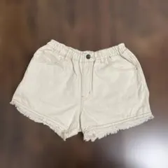 BREEZE ベージュ フリンジヘム ショートパンツ 140