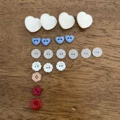 プラスチックボタンセット ハート花星
