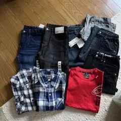 未使用多数！ユニクロ　ジーンズ 140.150cm 9点まとめ売り　男の子