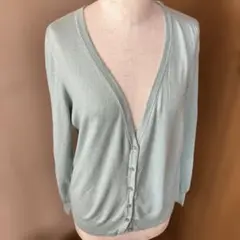 美品　GUミントグリーン Vネック カーディガン