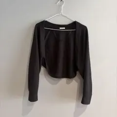 ブラック クロップドカーディガン S