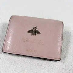 GUCCI アニマリエ ビー 二つ折り折り財布 レザー ピンク ハチのサムネイル