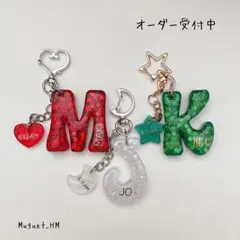 六角ホロ　ラメ　イニシャル　キーホルダー　チャーム　オーダー　ギフト