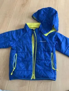 値下げ　mont-bell フード付き中綿コート 青/黄