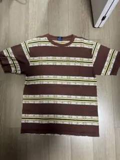 HANG TEN ボーダー柄 Tシャツ ブラウン Mサイズ　ジャガード織のサムネイル