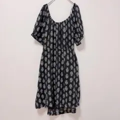OLD NAVY バックオープン リーフ柄 ワンピ XL ボタニカル