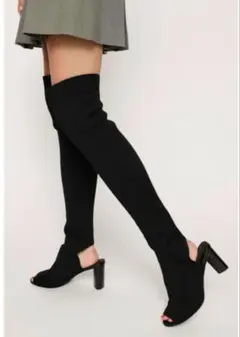 美品✨SLY OPEN TOE KNIT KNEE HIGH BOOTSのサムネイル