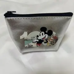 ミッキーマウス 100 ロゴ シルバーミニポーチ
