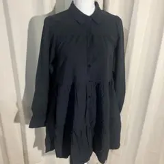 ZARAティアードワンピース チュニック 黒 ブラック 長袖