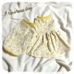 オーダー専用♡ワンピース ミモザ柄 XXS〜 犬服 ドッグウェア 春 花柄