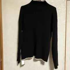 フリークスストア　リブ編み黒長袖ニット