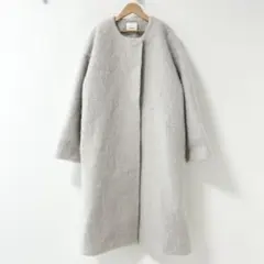 2025AW✨スピックアンドスパン　シャギーコクーンコート　グレーBのサムネイル