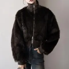 WEGO/Wジップフェイクファーショートブルゾン