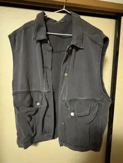 デニム ジレノースリーブベスト ブラック 黒 spray