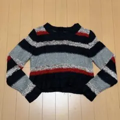 JEANASiS ボーダーニットセーター マルチカラー ラメ入り 長袖