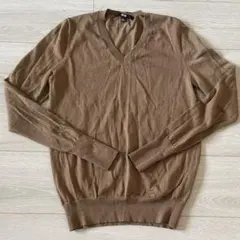 エクストラファインメリノVネックセーター（長袖） ブラウン Vネック セーター