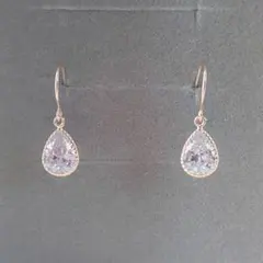 未使用　ツツミ　キュービックジルコニア　フック　ピアス　K10　ピンクゴールド