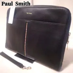 【新品】ポールスミス クラッチバック マルチストライプ ブラック ゴールド金具