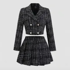 ツイード クロップドジャケット スカートセット