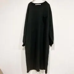 レイカズン フェバリ スウェットワンピース 黒 バックスリット ロングワンピ