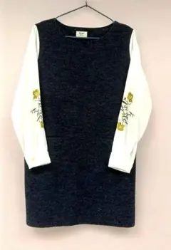 【美品】BEAMS HEART ビームスハート 袖刺繍 チュニック ネイビー