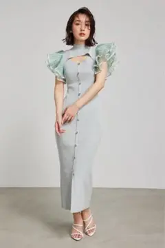 【rienda】プリーツフレアSLV Knit OP