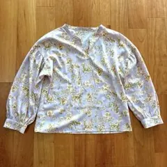 【ナチュラルビューティーベーシック】花柄 長袖ブラウス ピンク系 S