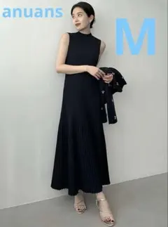 アニュアンス　セミマーメイドニットワンピース M ネイビー