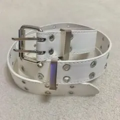 ダブルピンベルト シルバー×ホワイト ロック パンク グランジ アメカジ Y2K