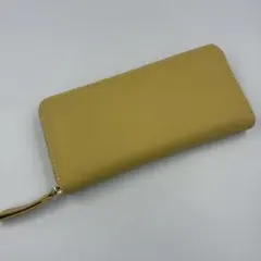 極美品】バルコス　長財布　ラウンドファスナー　シュリンクレザー　イエロー　黄色